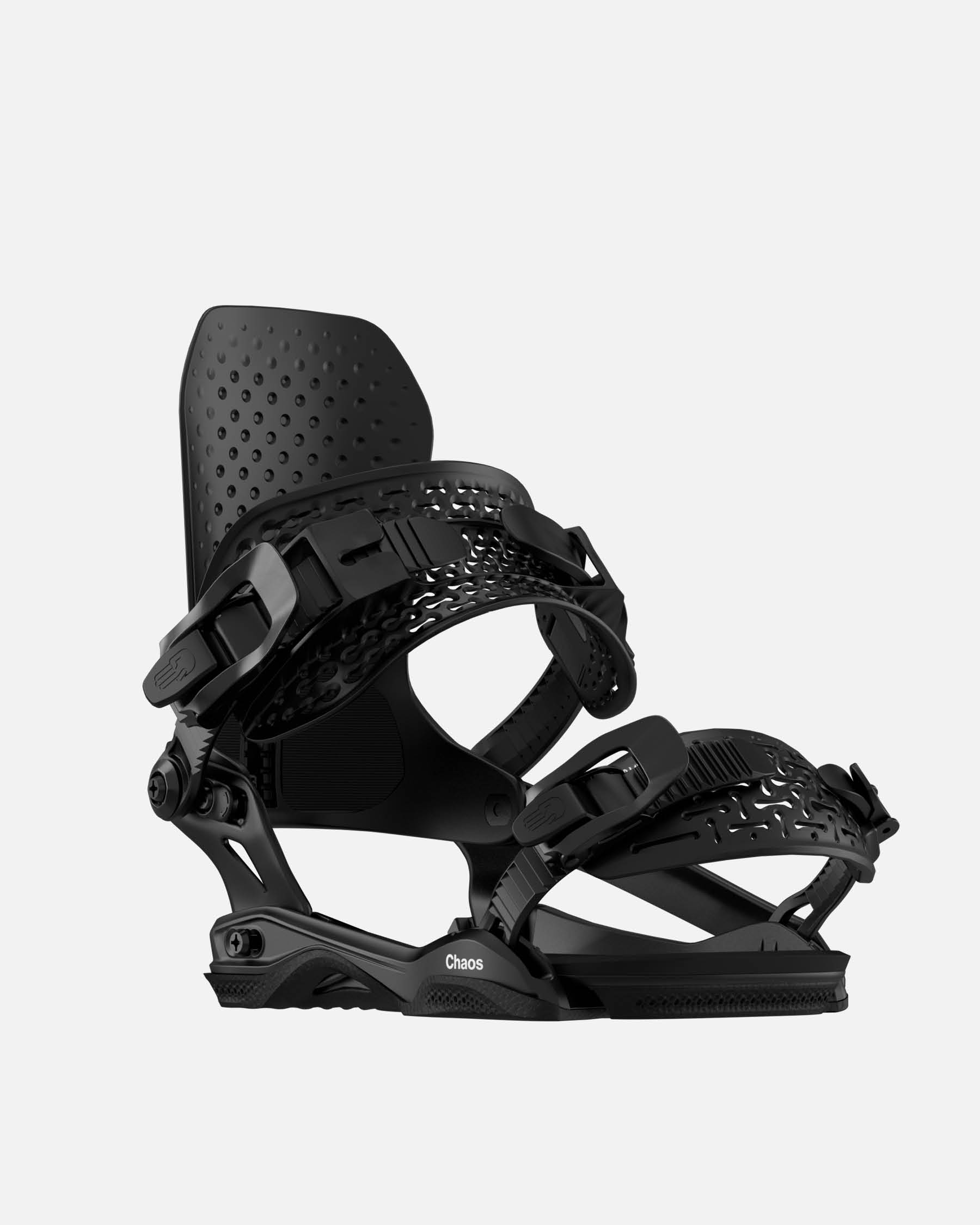 Quality bindings for snowboard in black. Chaos Asymwrap 2025 | Bataleon Snowboards™ 2025.